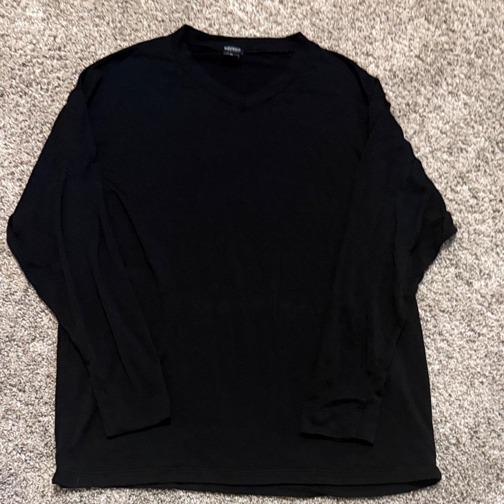 Bleusalt SOFT Black Long Sleeve V Neck Top FITS L/XL